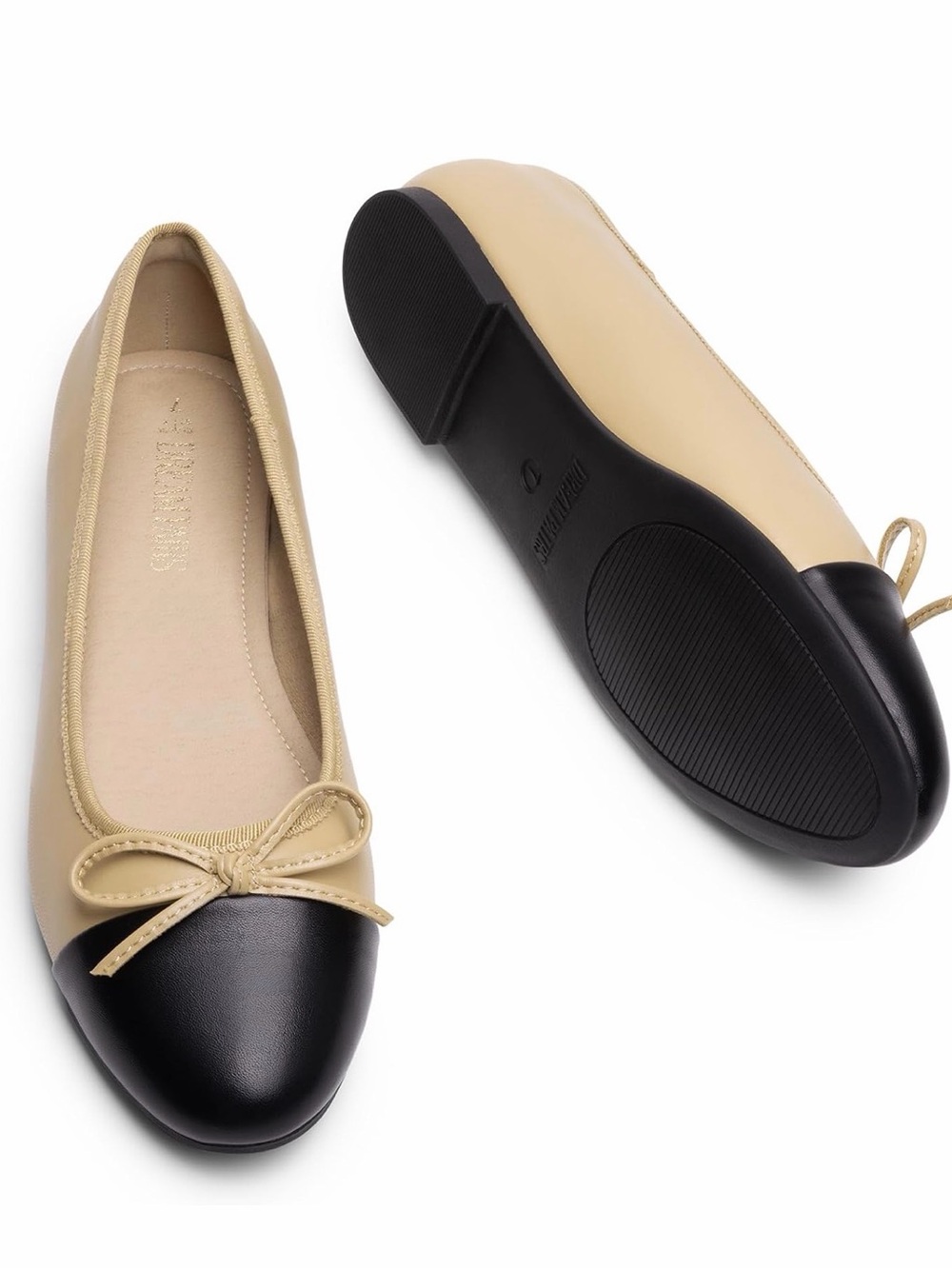 Dream Pairs Women's Two-Tone Ballet Flats Cream and Black Size 6.5